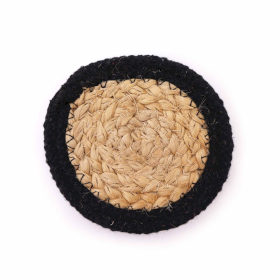 Natürlicher Untersetzer - Jute & Baumwolle 10cm (4er-Set) - Schwarzer Rand