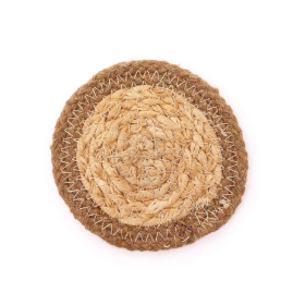 Naturuntersetzer - Jute & Baumwolle 10cm (4er-Set) - Naturrand