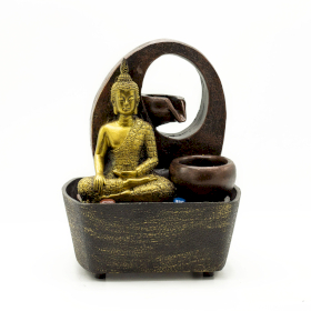 Tisch-Wasserspiel – 21,5 cm – Goldener Buddha und Töpfe