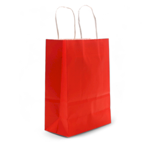 12x Große Geschenktüte aus Papier mit Kordelgriff (26 x 32 x 12 cm) – Rot (130 g)