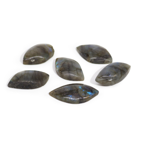 6x Labradorit-Blattsteine ​​aus Madagaskar (ca. 15–20 g, 45–55 mm)