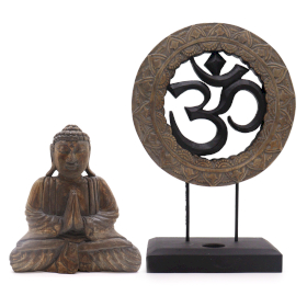 Buddha Feng Shui Set – Om – Grau und Schwarz