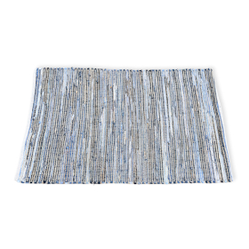 Großer Teppich aus Jute und recycelter Baumwolle – 130 x 170 cm – Blau