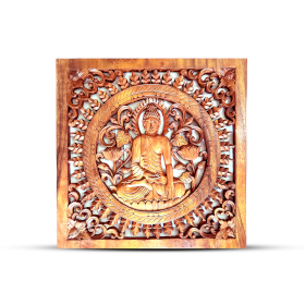 Quadratisches dekoratives Buddha-Panel aus Holz 40x40cm