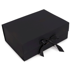 3x Flache Geschenkbox - Extragroß (33x25x12cm) - Schwarz